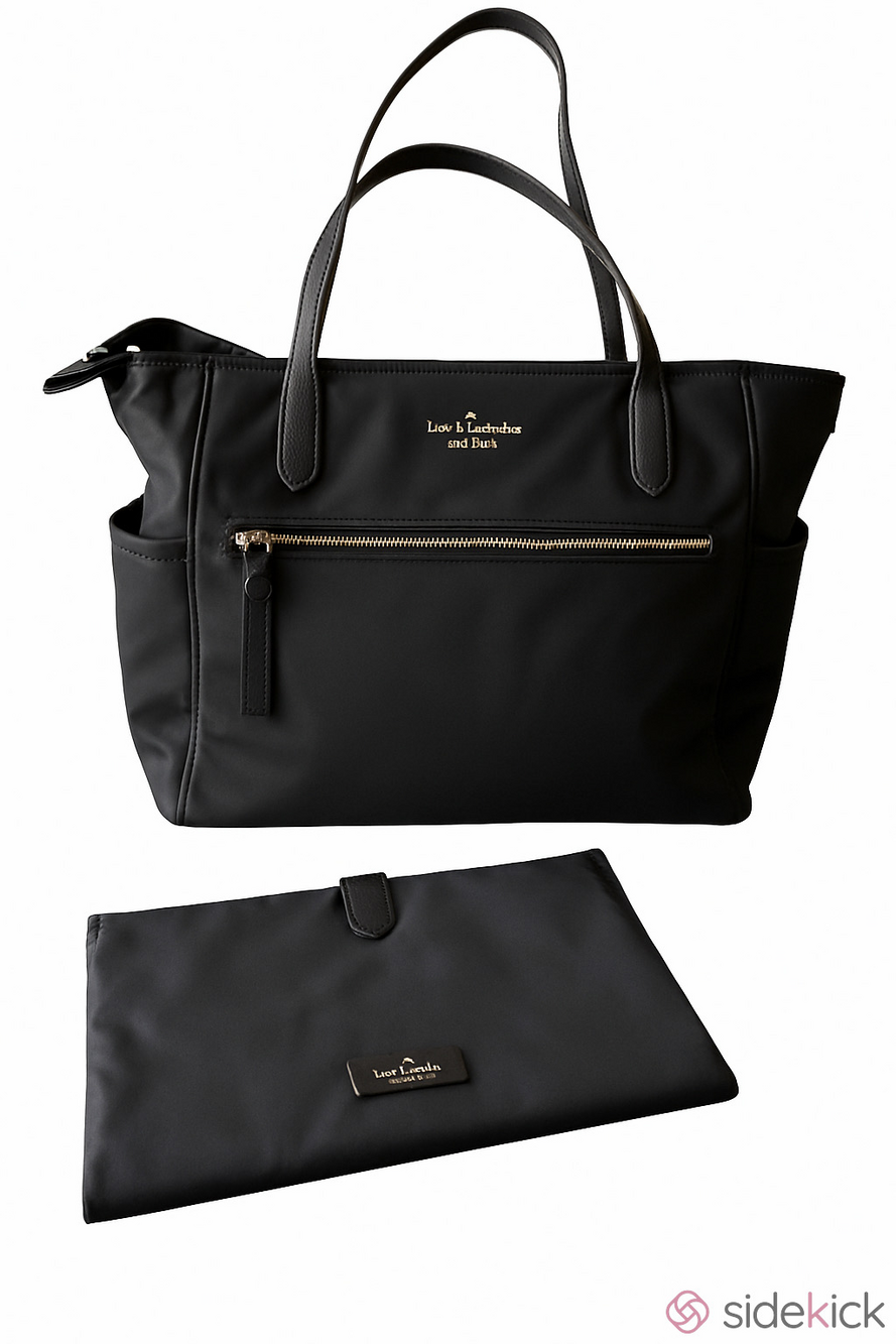 Kate Spade Chelsea black nylon baby diaper bag/ tote bundle - Large.